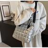 Internet Celebrity Cotton Quilted Padded Women's Handbags Nylon Solid Color Grid Female Shoulder Crossbody Bags Large Capacity Ladies Tote Bag Satchel