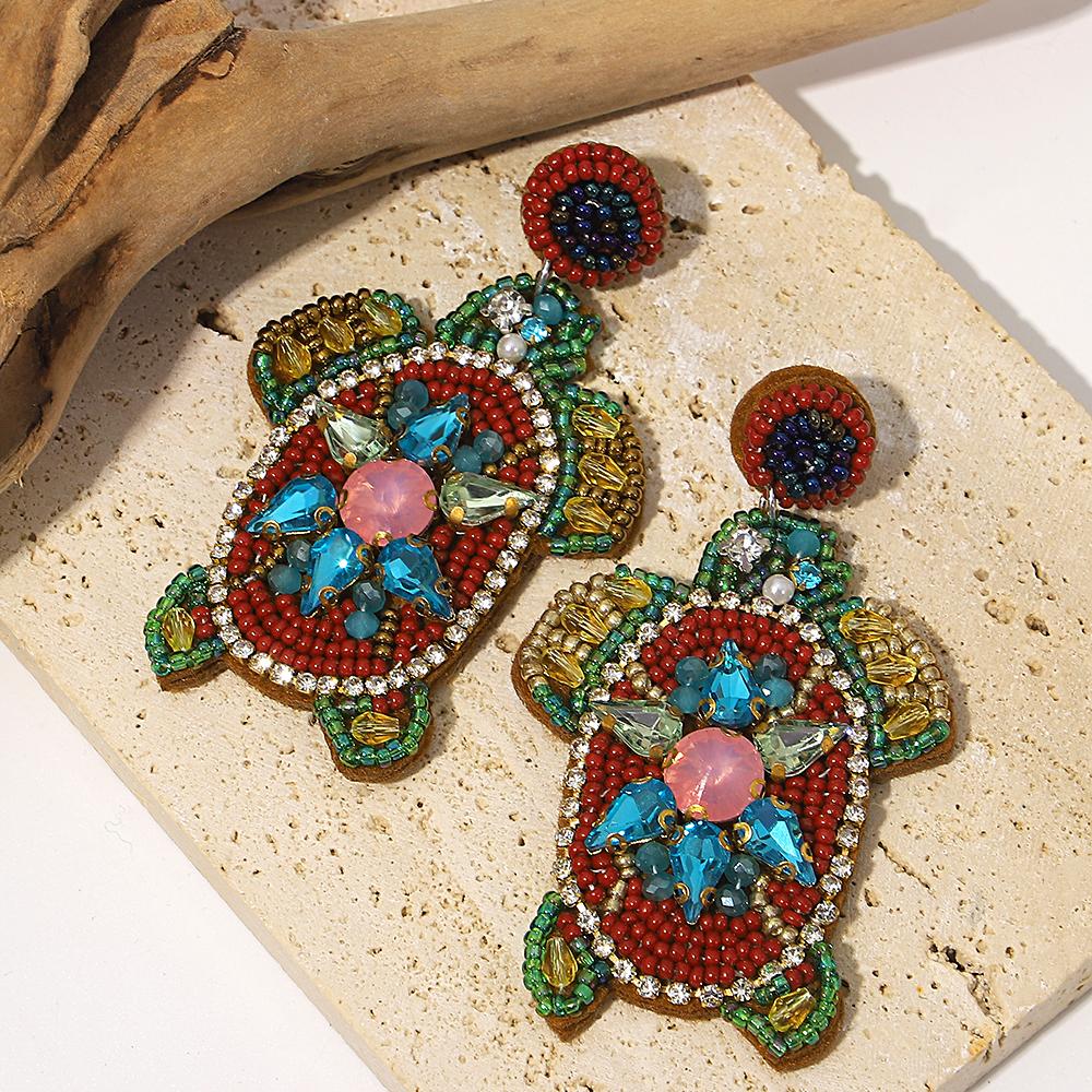 Orecchini Pendenti con Perline di Semi Stella Marina Aragosta Conchiglia Stile Bohémien per Donna Orecchini Animali Marini Fatti a Mano Gioielli Estivi da Spiaggia
