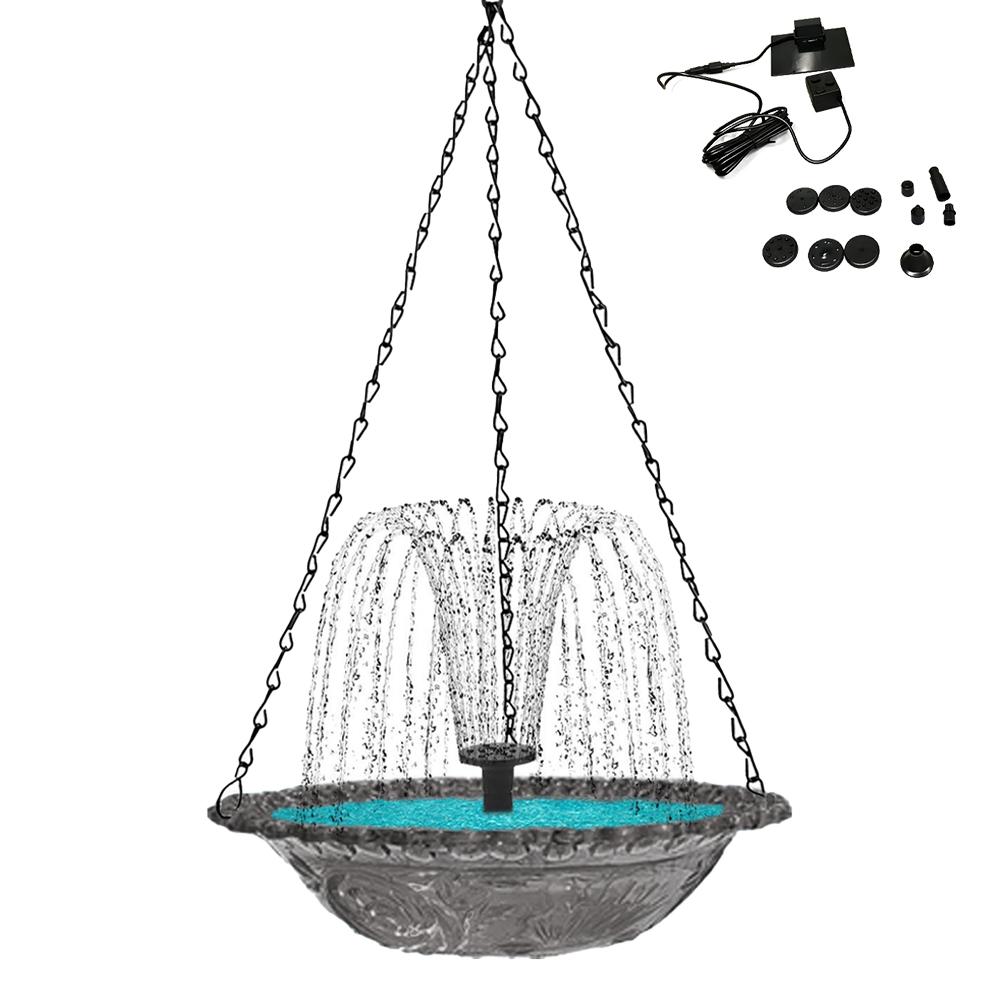 

Cascade Hanging Bird Bath Fountain Hanging Solar Powered Hummingbird Bath Bowl For Garden Bird Feeder Supplies Garden Decor