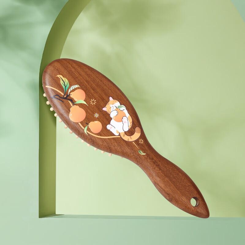Tan Mujiang Lucky Orange Solid Wood Air Cushion Comb