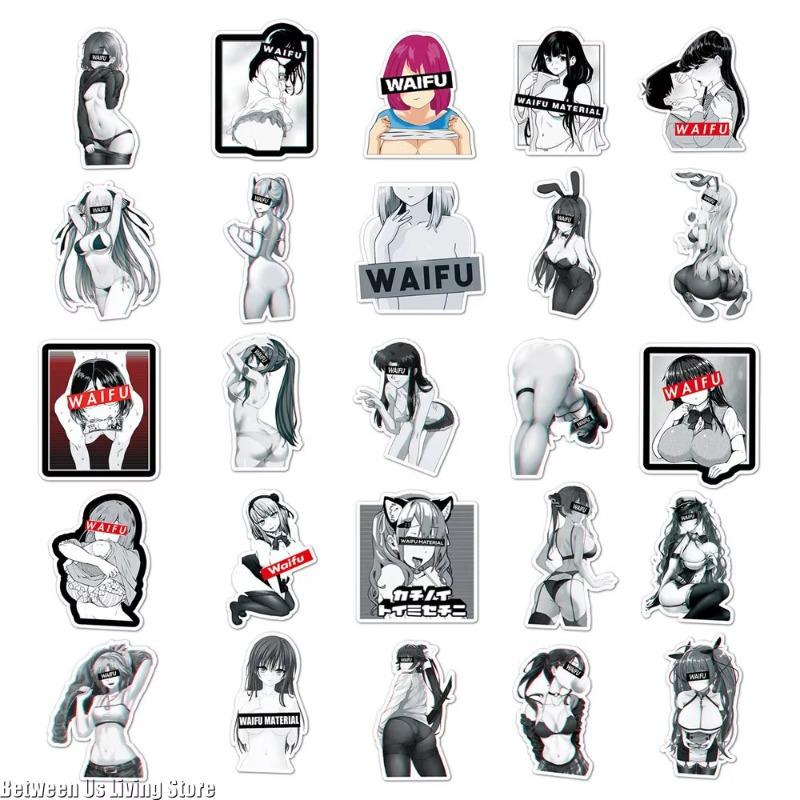 50Pcs Kawaii Cartoon Sexy Girl Graffiti Sticker Cute Anime Girls Waterproof Cup Decals Laptop Phone Luggage Adult Stickers
