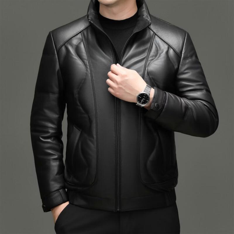 Hengyuanxiang Men's Genuine Sheepskin Leather Jacket