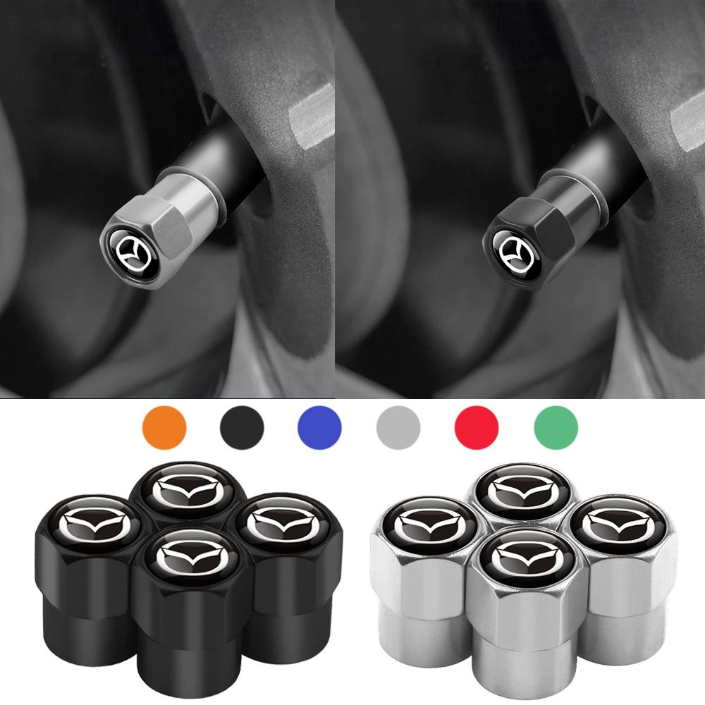 4Pcs/Set Metal Car Tire Valve Caps Accessories for Mazda 3 Bk 6 Gh CX-5 CX30 MX-5 2 5 CX-3 GJ GL CX-8 MS RX-8 626 Miata Speed 6 h2