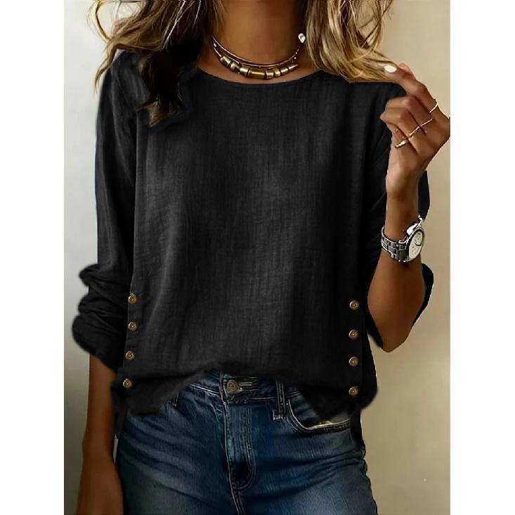 2026 Summer New Solid Color Round Neck Casual Loose T-Shirt for Women S чёрный
