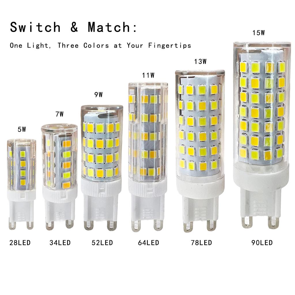 Led Corn Light Bulb 5w-15w Ceramic Lights 360° G9 Tricolor 3 Color Changing 220v Lighting For Home Without Flickering Decorative