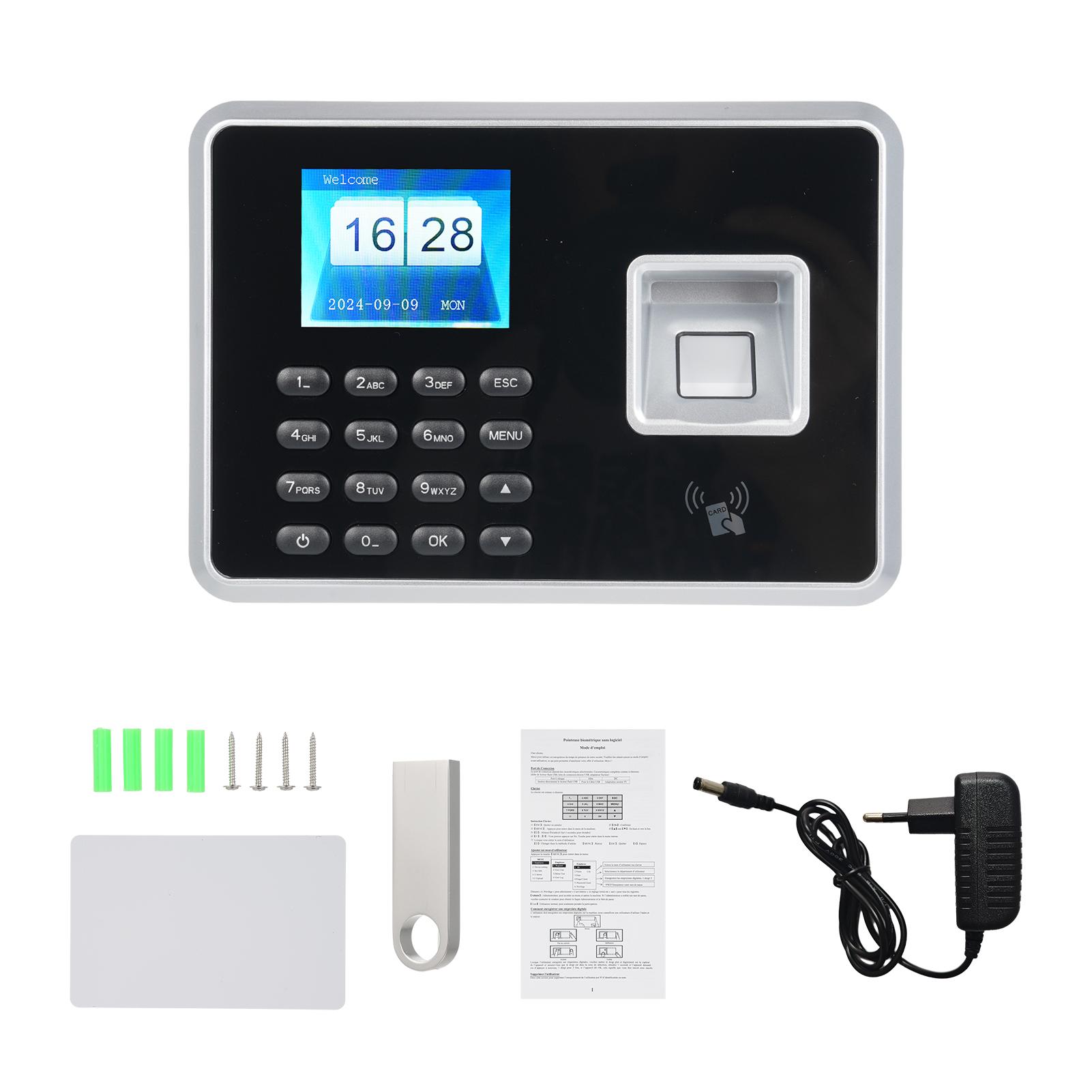 

Biometric Time Clock Attendance Machine for Employees Biometric In and Out Punching Support 1000pcs Fingerprint Recognition чёрный