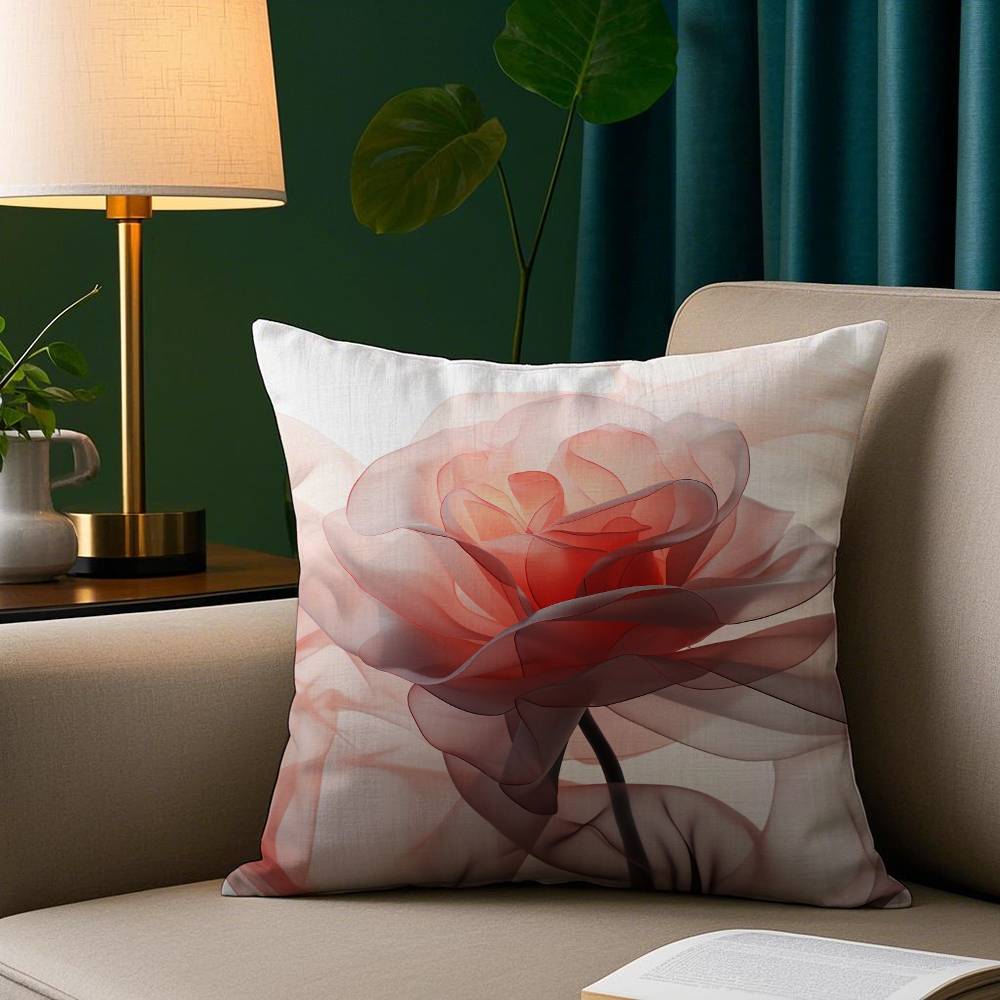 

Soft Rose Flower Pillow Case Plush Fabric Soft Pillowcase Double Sided Print Sofa Cushion Cover Throw 12x12Inch