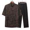 Chinese Style Shirt Short-sleeved Suit Men's High-end Thin Middle-aged and Elderly Casual Dad Clothes Two-piece Set
