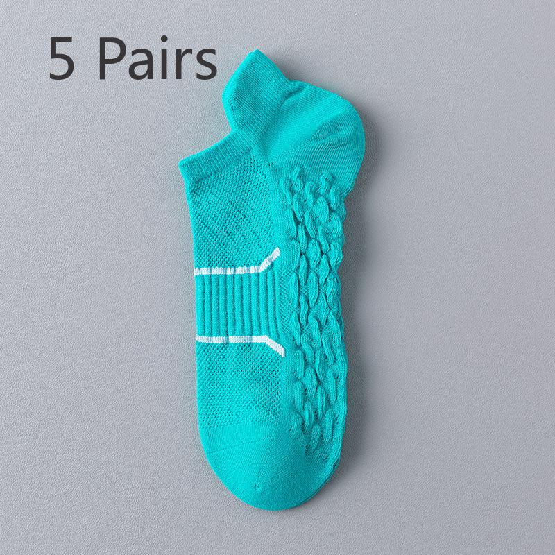 

5 Pairs of Men s Summer Thin Pure Cotton Sweat Absorbing Deodorant Mesh Breathable Boat Socks 5 Pairs озеро синього кольору
