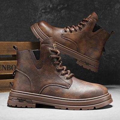 Martin laarzen herfst Britse stijl middelhoge schacht leren oppervlak retro herenschoenen 2025 nieuwe jeugdtrend met plateau Martin laarzen
