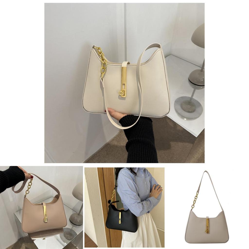 Trendy 2023 Winter New Pure Color Pu Underarm Bag French Style Shoulder Bag For Women