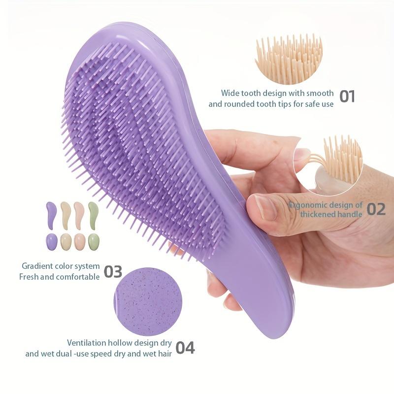4pcs/set Wheat Straw Comb Set Hair Care Kit Silicone Hair Massage Brush Wide Tooth Hairbrush Scalp Massage Comb with Gift Bag
