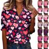 Damen 3/4-Ärmel V-Ausschnitt Hemd Bedruckte Arbeitskleidung Lässig Regulär Hemdkragen Oberteil