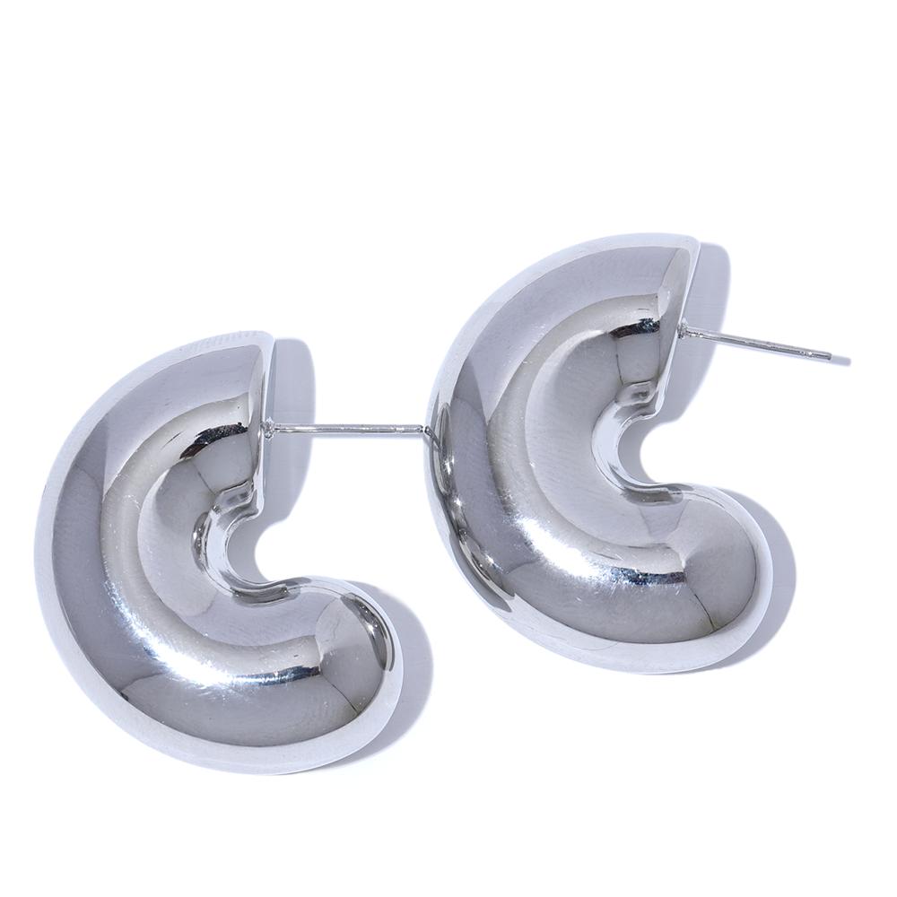 

Yhpup Metal Smooth High Quality Stainless Steel Geometric Chunky Unusual Earrings Fashion Charm Texture Stain Less Jewelry