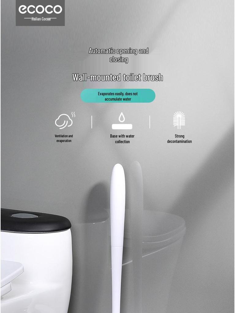 Silicone Toilet Brush Set with Wall-Mounted Storage Rack for Complete Bathroom Cleaning