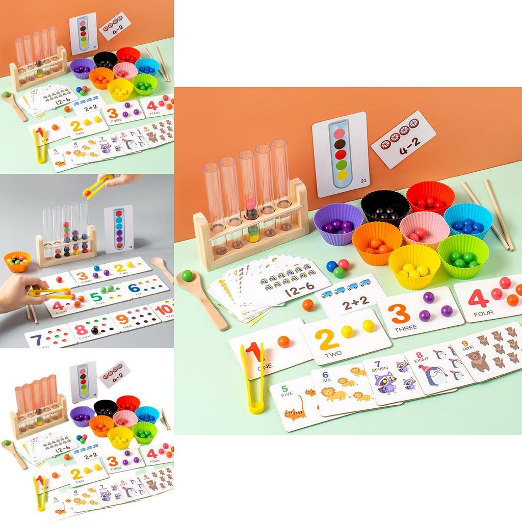 Wooden Montessori Addition And Subtraction Math Toy With Bead Matching For Early Learning