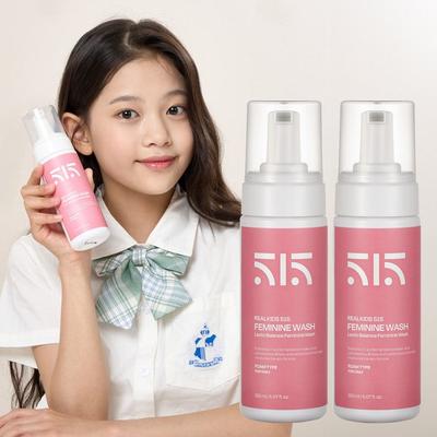 Real Kids 515 Zona Y Cura dell'Odore Leggermente Acido Lactobacillus Detergente Vaginale Femminile Cura Interna Schiuma Detergente Intimo, 2 Pezzi, 150ml