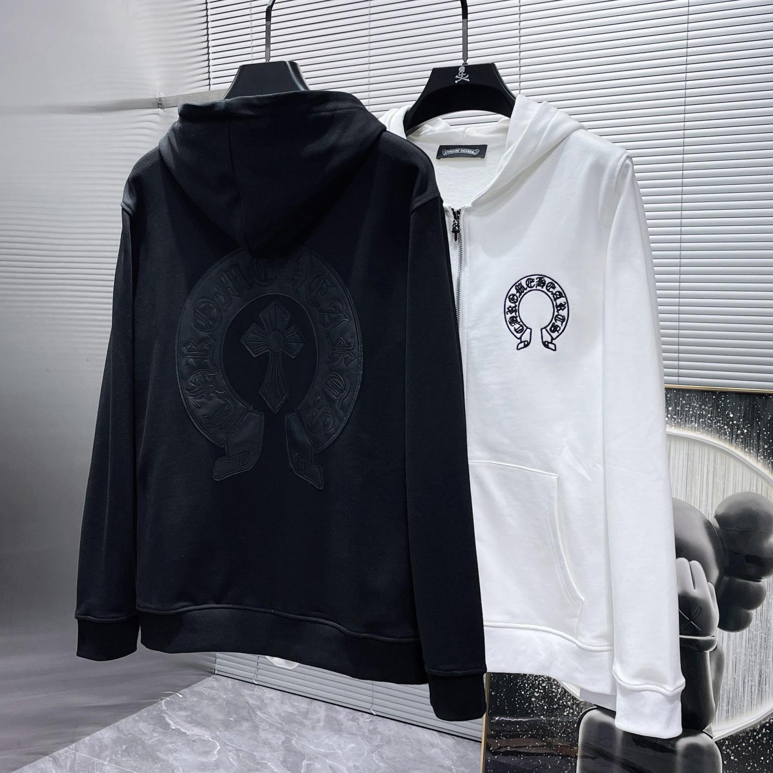 

8162 CHROME HEARTS 2025 Нова Весна та Осінь Великі Розміри Тонкий Стиль Класичний Стиль Логотип Блискавка Худі для Пар M чорний