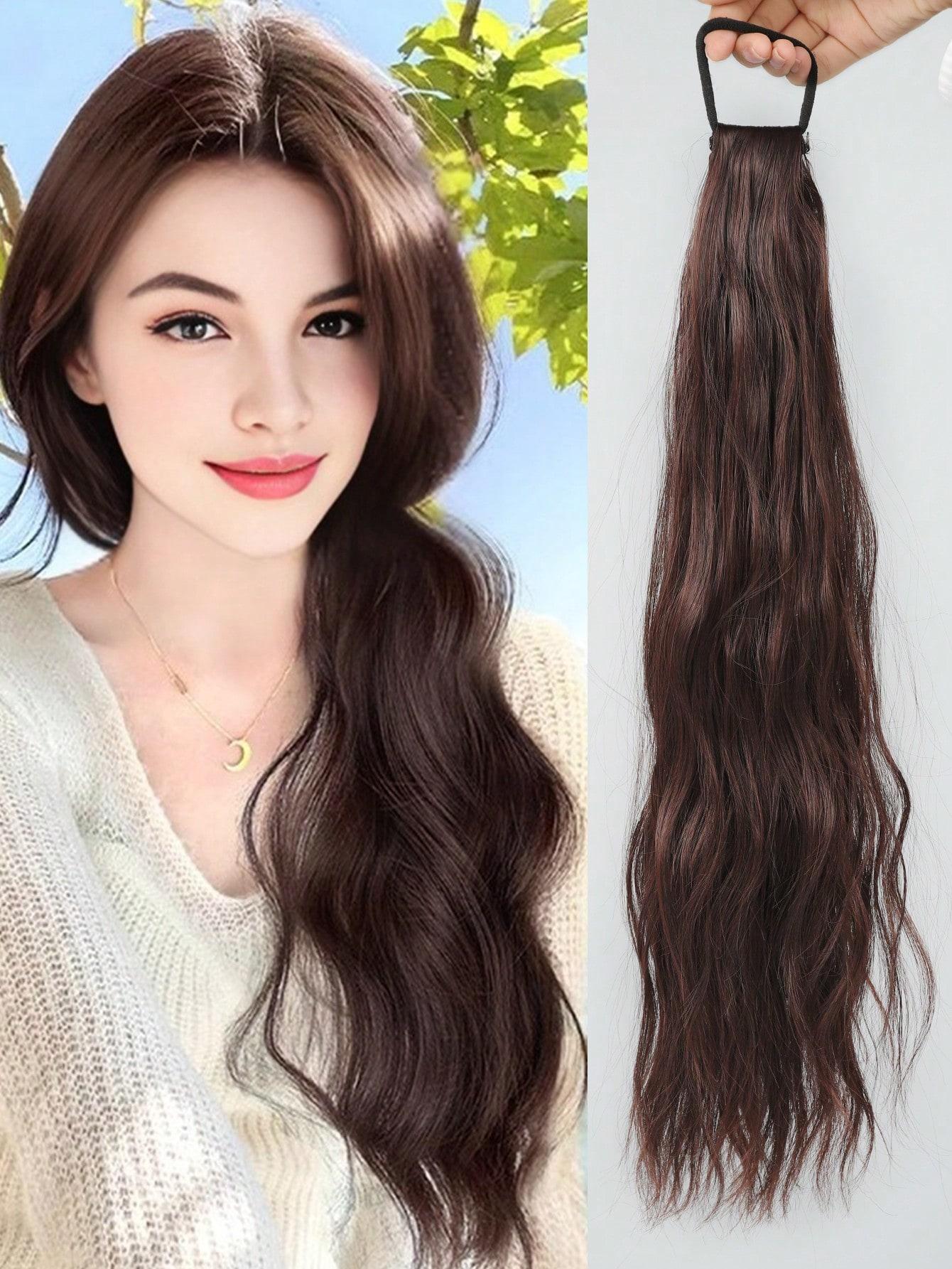 

Синтетический парик 20 дюймов, хвостик, женские длинные волосы, милая и классная резинка с ремешком, низкая завязка, натуральный слегка кудрявый хвостик 20inch