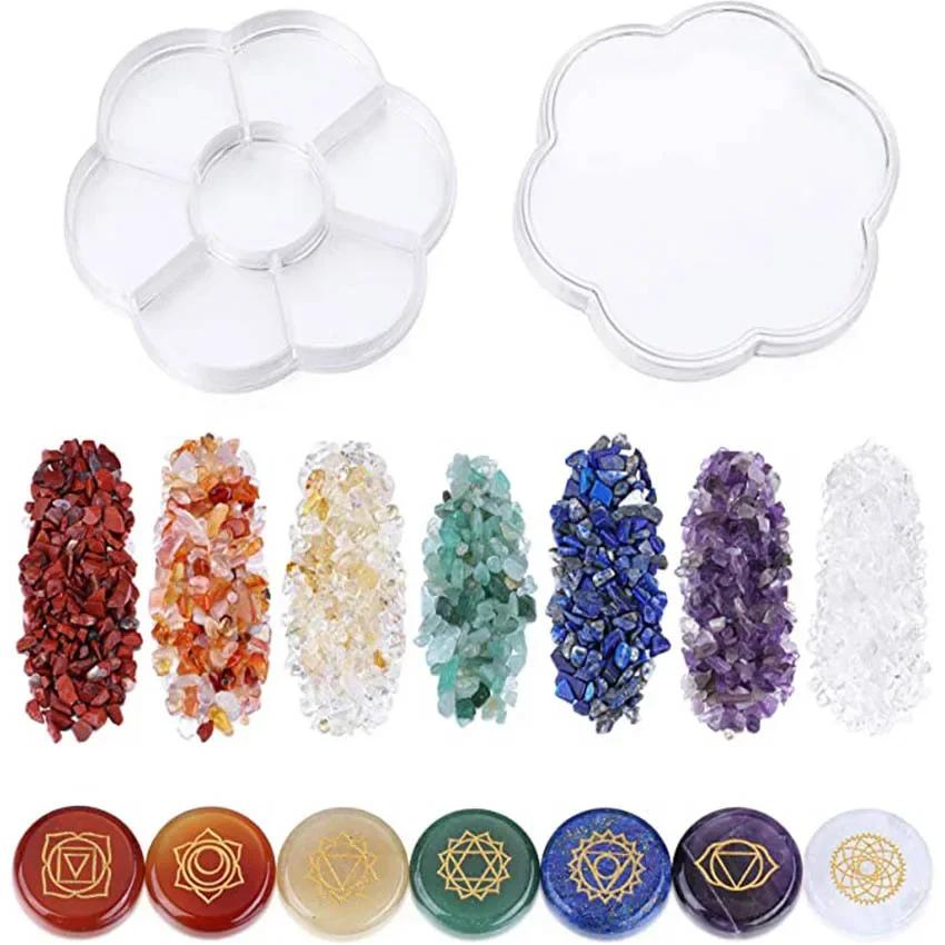 Healing Stone Reiki Chakra Set Crystal Wicca Crystal Stones Kit Polished Pocket Chip Reiki Spiritual Products Meditation Gift