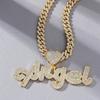 2022 Iced Out Chain Bling Hip Hop Heart -Shaped Pendant Necklace Cz Cubic Zirconia Letter Angel Charm Men Women Fashion Jewelry