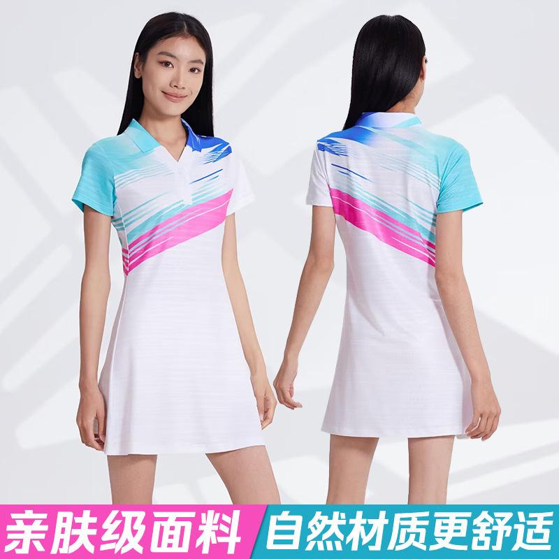 Women's tennis clothes, dress sets, short-sleeved training clothes, printed sports clothes, competition clothes, badminton clothes, quick-drying