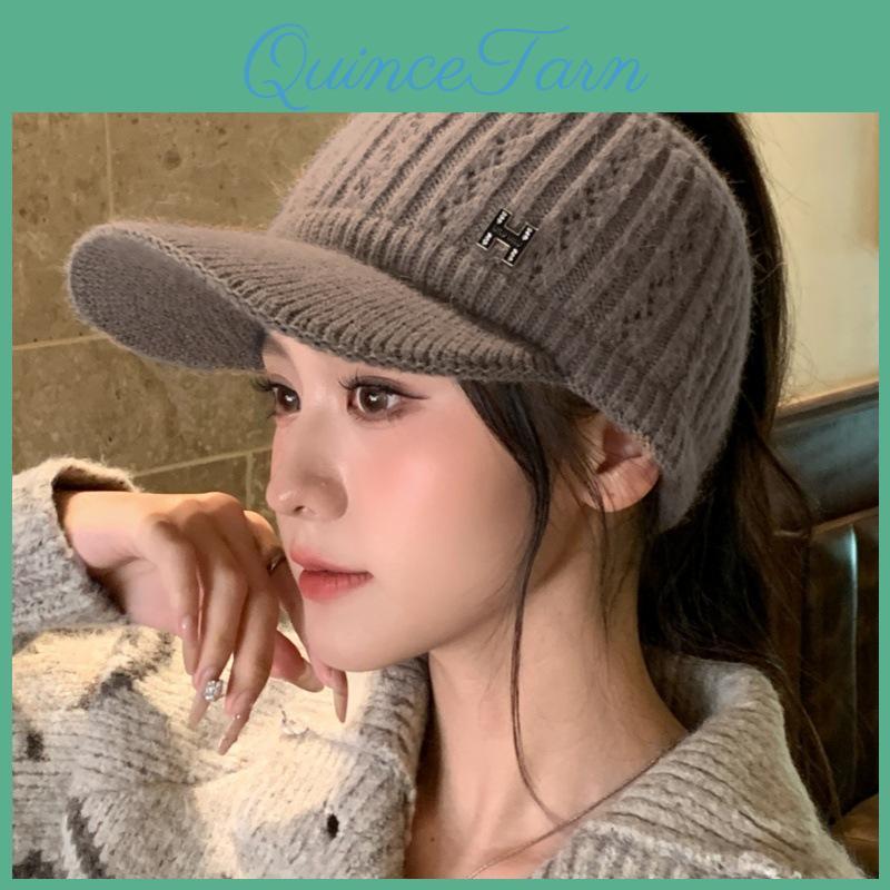 Winter Autumn New And Sky Top Knitted Hat Female Rabbit Fur Sports Hat Cycling Windproof Warm Wool Hat Windproof Thick Warm Hat For Skiing Running