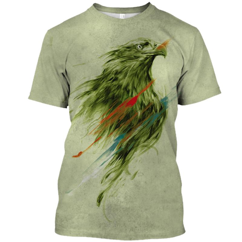 Letnia męska koszulka z nadrukiem zwierzęcym Casual 3d Plus rozmiar Punk z krótkim rękawem Street Sports sweter O Neck Tee bluza Harajuku