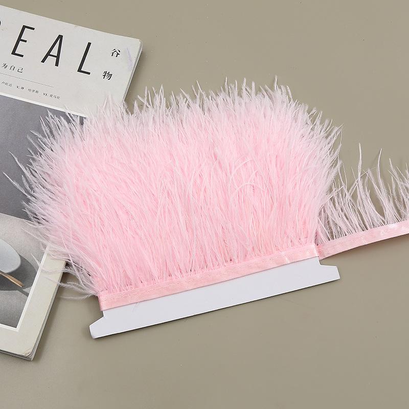 Color 8-10 Cm Ostrich Hair Cloth Edge Clothing Cuffs Hem Ostrich Feather Strips Cloth With Accessories Lace