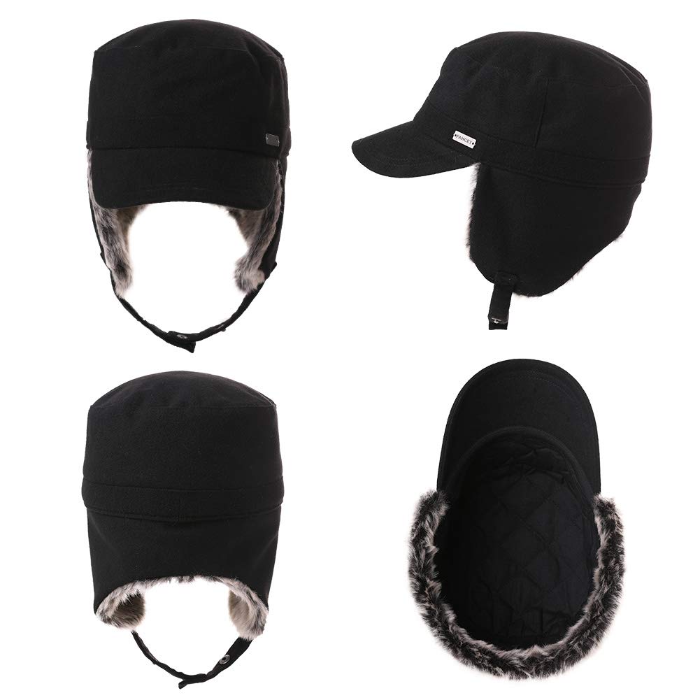 Siggi Cap with Ear Work Cold Weather Earmuff Military Warm and Soft for Fall and Men and Perfect for Snow and Outdoor Plus Sizes and Black Flaps, Cap,