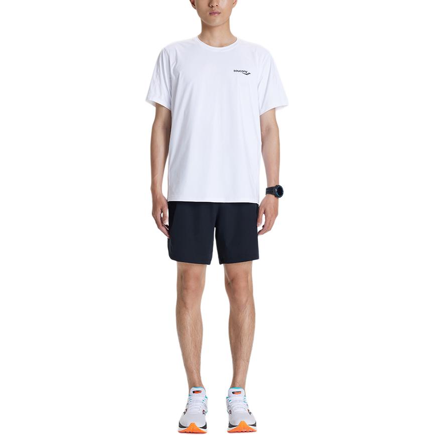 SAUCONY Solid Color Pocket Mid Waist Straight Leg Sports Shorts Men Shorts Black SC2239016-1
