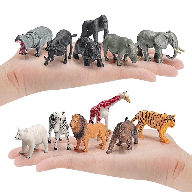 Mini Simulation Forest Animal Model Giraffe Tiger Lion Zoo Static Ornament Toy