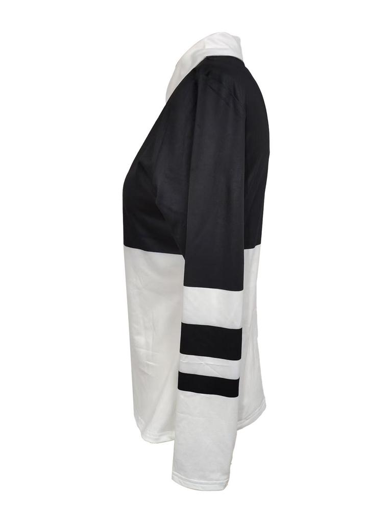 2025 Women's Spring/Summer Fashion Casual Print Turn-Down Collar Zipper Long Sleeve T-shirt