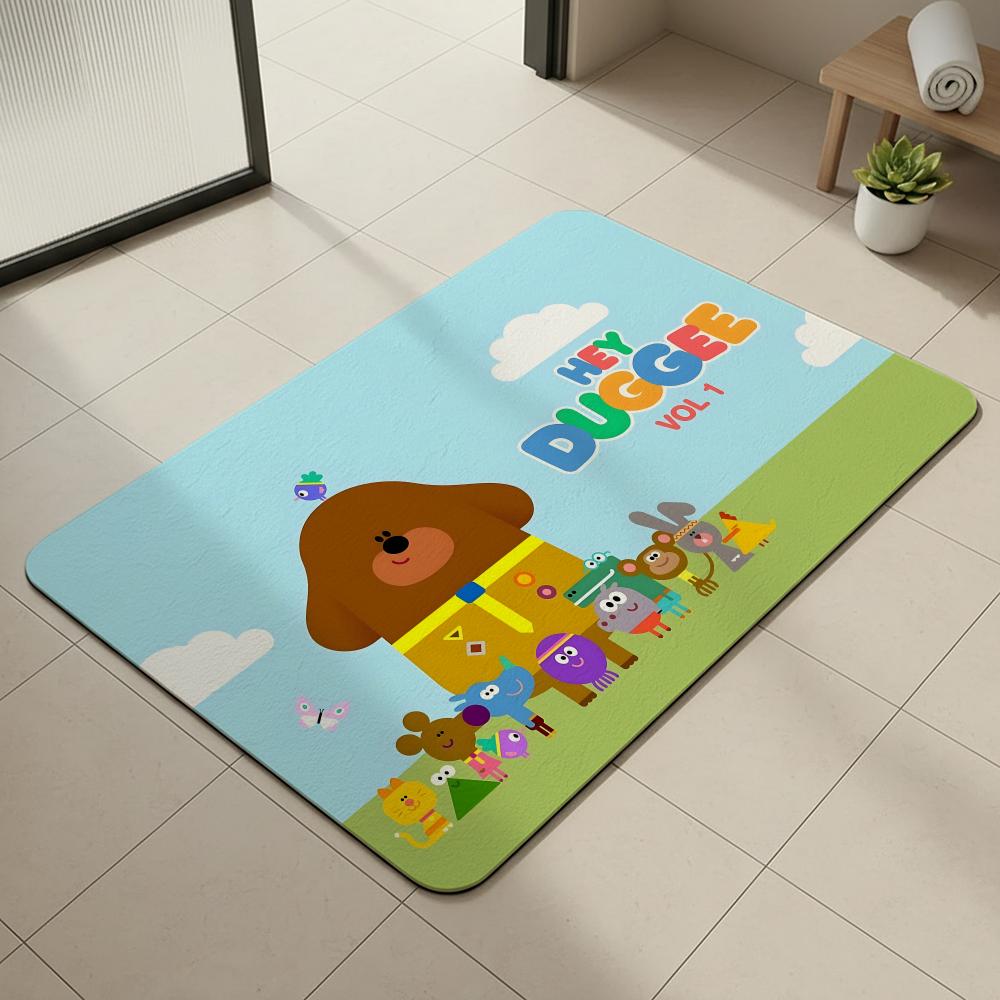 Cartoon H-Hey D-Duggee Floor Mat Diatomite Bath Mat, Quick Dry, Absorbent, Multi-Scene Mat
