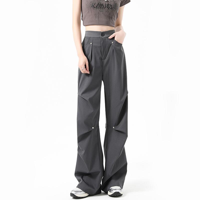 Women's Autumn/Winter 2025 Plush Rivet Design Wide-Leg Sweatpants