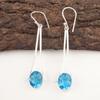 Swiss Blue Topaz Stone 925 Sterling Silver Mother Gift Dangle Artisan Earrings EE-136-8