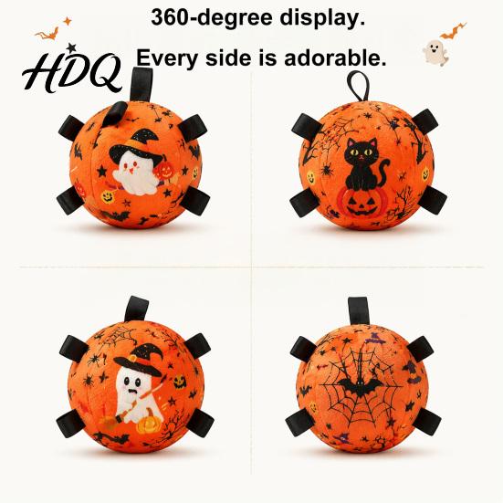 Bite Resistant Plush Ball Squeaky Dog Chew Toy for Halloween Toy Pet Teething Interactive Small Medium Large Breeds Dogs Pets Anxiety Relief Toys