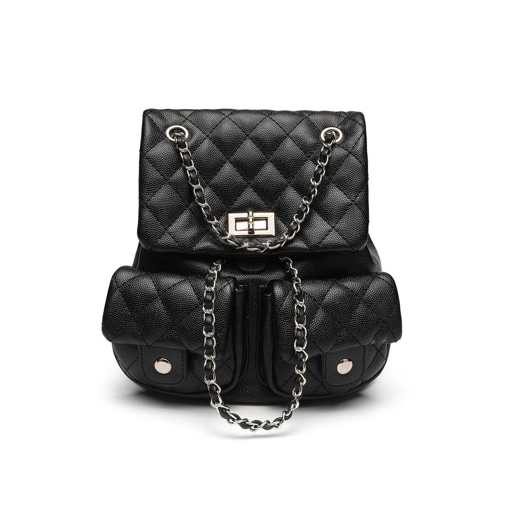 Small-scale Design Diamond-patterned Chain Shoulder Bag - Large Capacity, Fashionable Student and Casual Backpack
