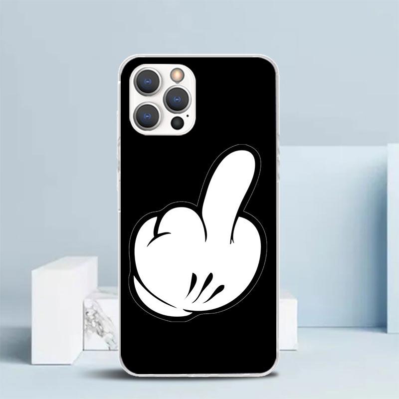 Middle Finger Soft Cover for iPhone 16 17 Air 15 14 Pro Max 16E Phone Case 13 Mini 12 11 7 SE 8 Print Pattern Fit Cases 16 17 Ai