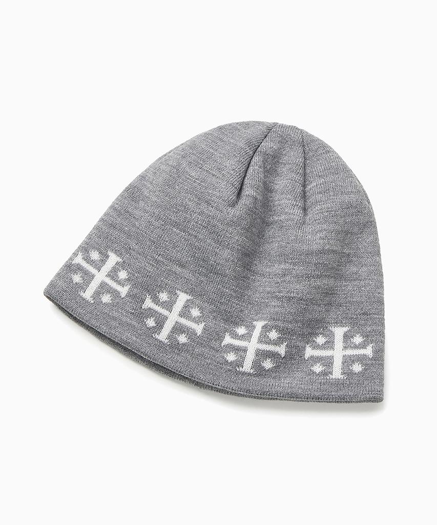 FREEMARIO Cross Logo Jacquard Beanie [Gray]