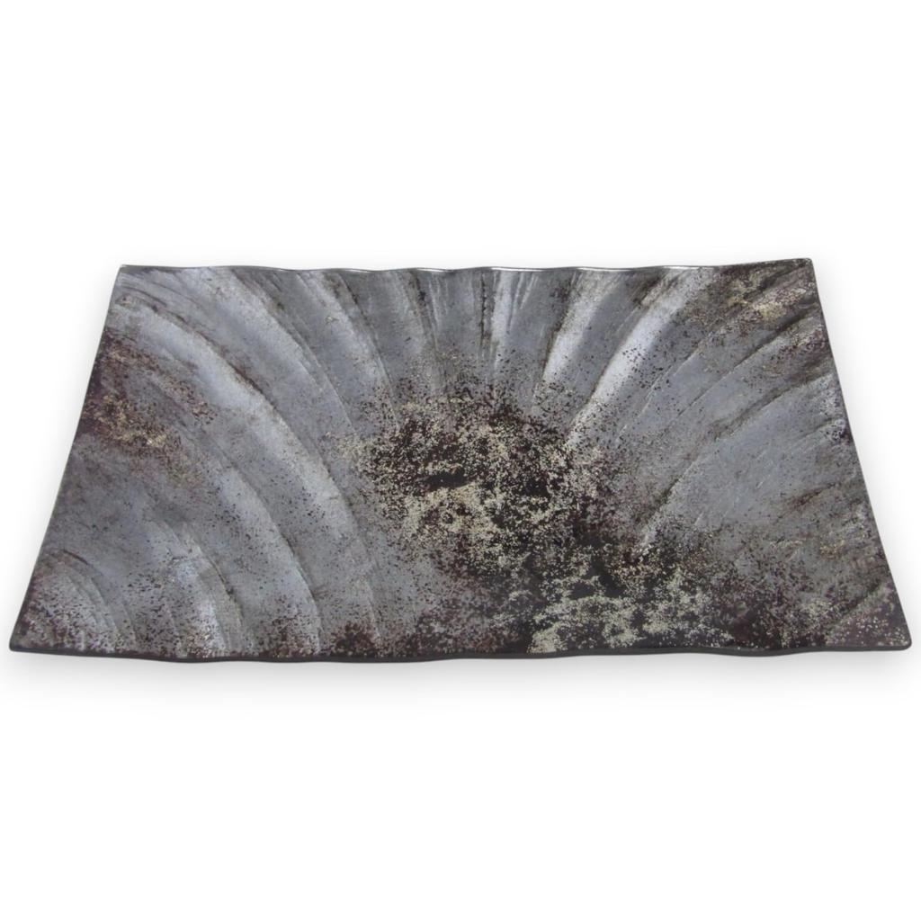 Large Glass Cake Black and by Sairan J-kitchens Plate, Rectangular, 23cm, Gold,