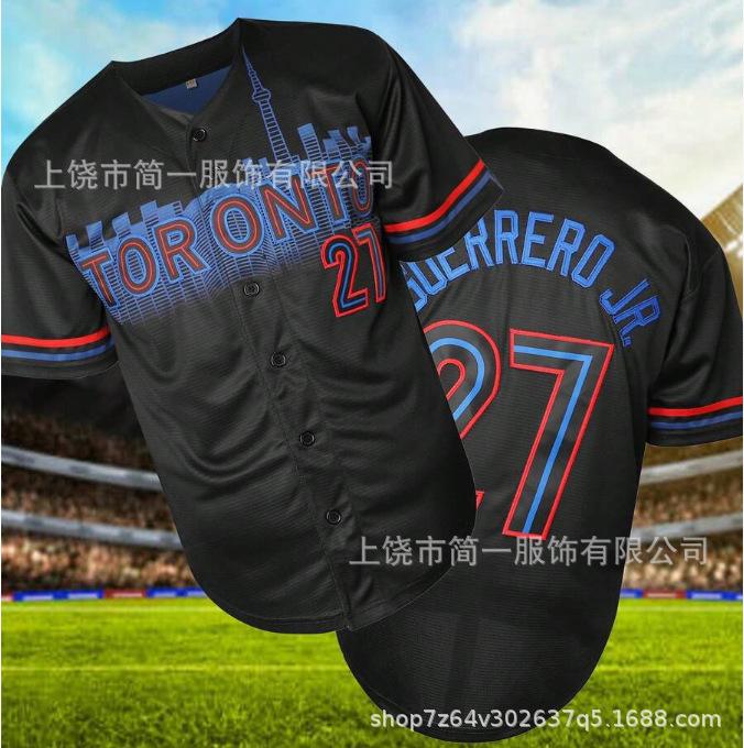 Sports Baseball Uniform Short Sleeve Cardigan Letter Print Men's and Women's Game Training Uniform T-Shirt Game Top
