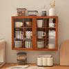 Solid wood vintage tabletop cup storage cabinet Home restaurant tea set storage box dustproof mug antique display stand