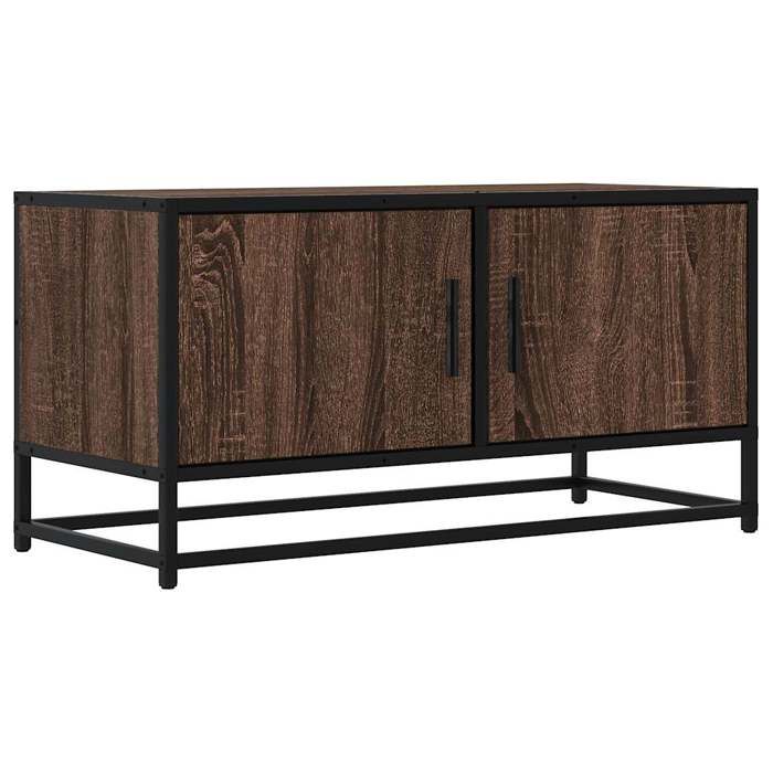 VidaXL Meuble TV chêne marron 80x34,5x40 cm bois d'ingénierie et métal, banc TV, meuble hifi, centre de divertissement, 848828