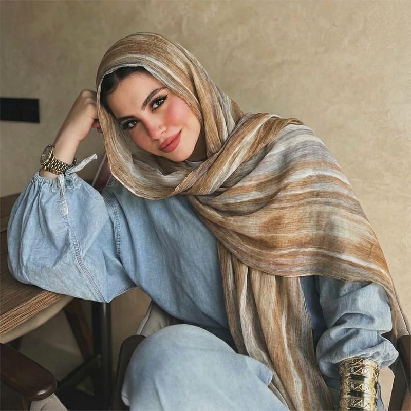 Ramadan Watercolor Modal Hijab Women Bohemian Watercolor Soft Muslim Hijabs Floral Breathable Shawl Wrap Scarf Headscarf Warm