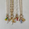 Titanium Steel Furnace Vacuum Plating 18K Real Gold Spring Buckle Opening Ring Pearl Paperclip Removable Base Chain