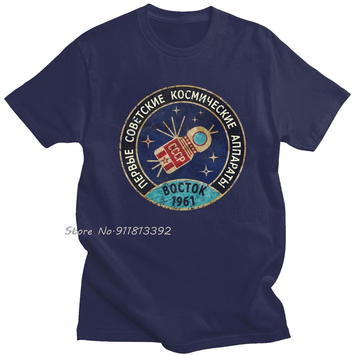 Ретро СССР Россия Boctok Футболка Мужская 1961 Синий Значок Футболка Camisas Mend Хлопок Повседневная CCCP Советский Союз Восток Футболка S