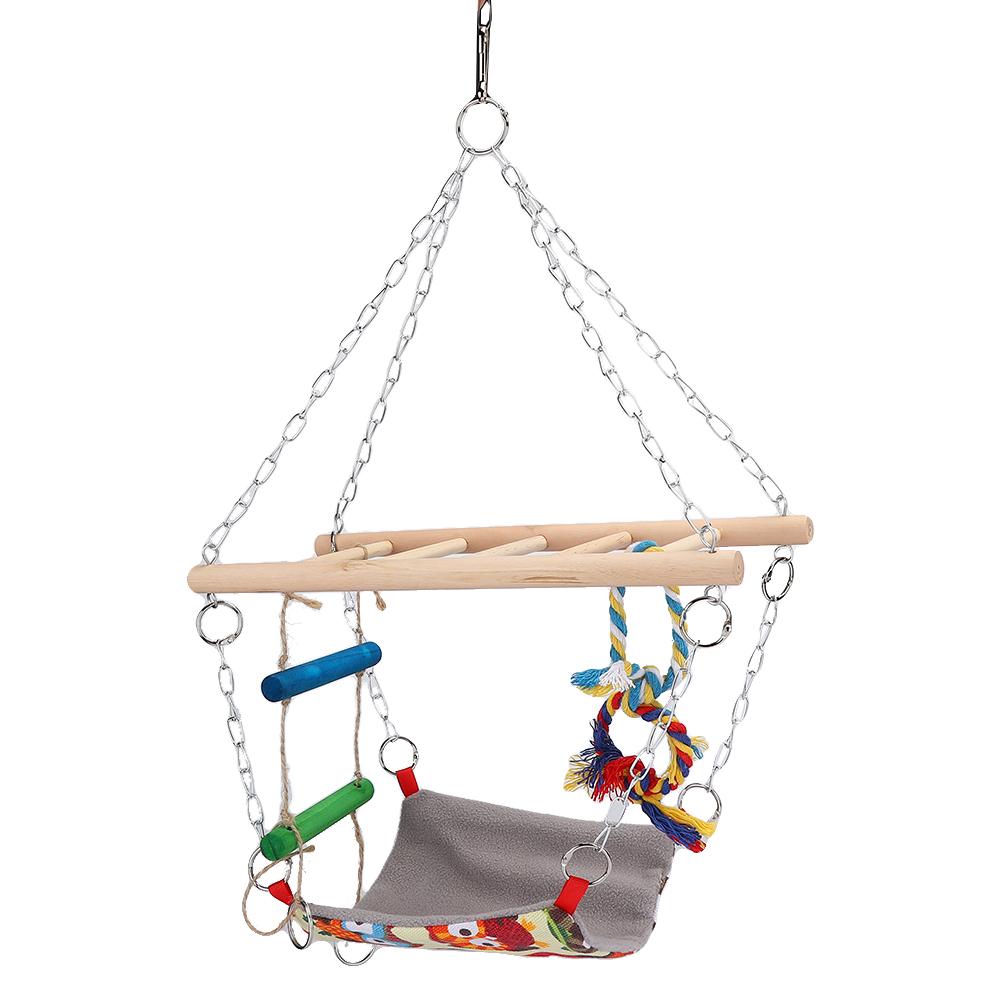 Hanging Pet Parrot Bite Climbing Toy Hamster Swing Ladder Hammock Toy