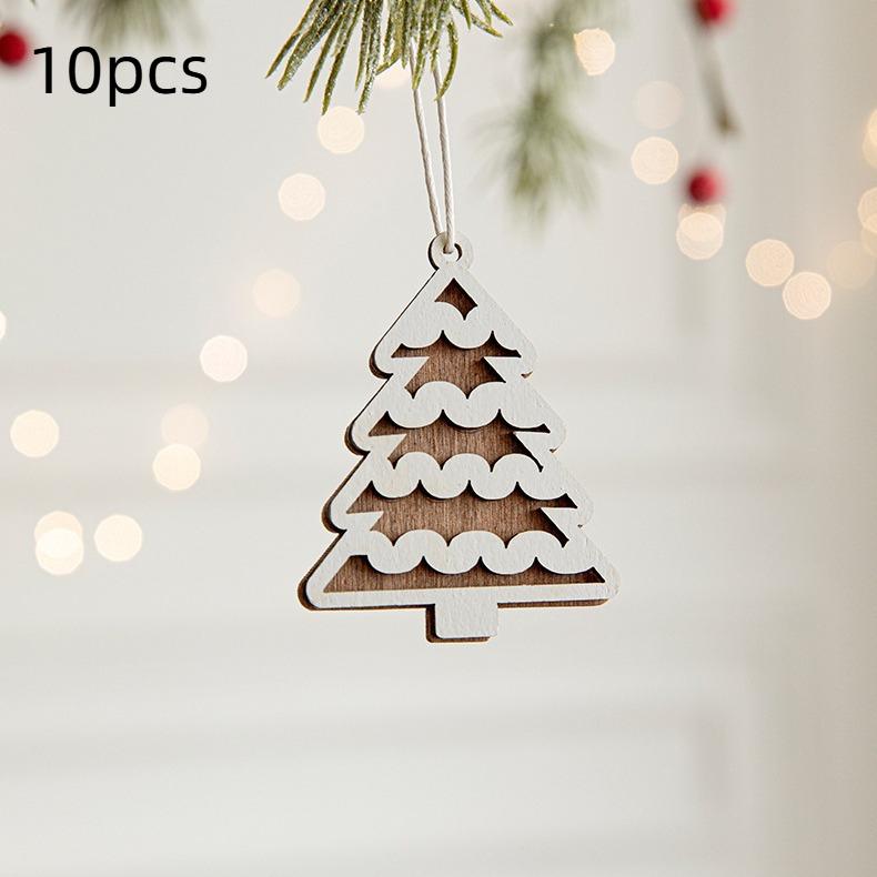 Nordic Carved Cottage Christmas Ornaments 5/10Pcs Set DIY Window Decorations Christmas Tree Pendant Festive Home Accents