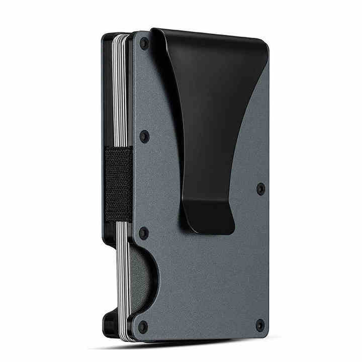 

Ультратонкий и с защитой от RFID! Унисекс Минималистичный Кошелек - Устойчивый к Царапинам, Держатель для Кредитных Карт + Съемный Зажим для Денег серый